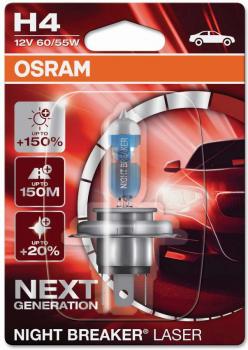 Osram H4 12V - NIGHT BREAKER® LASER +150% 60/55W P43T Next Generation 1er Bliste